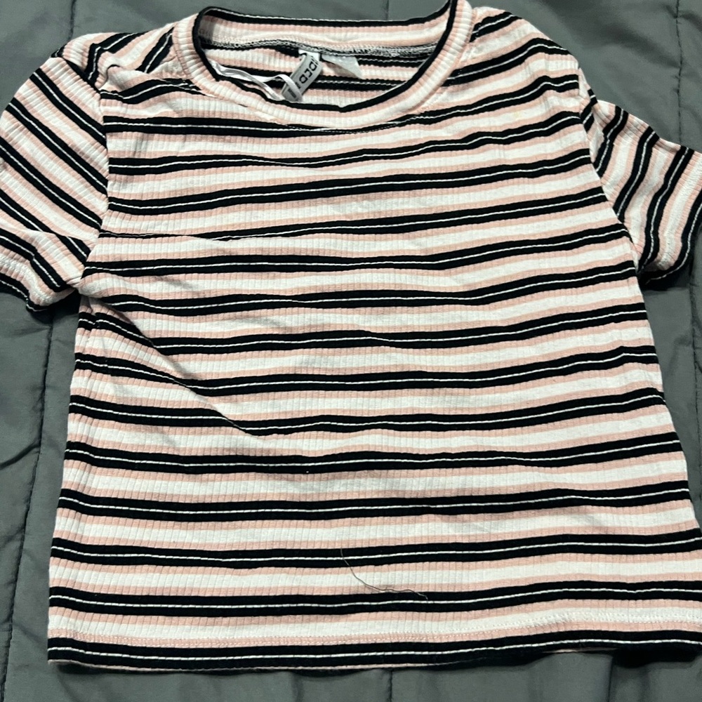 H&M Divided Pink and Black Striped Top